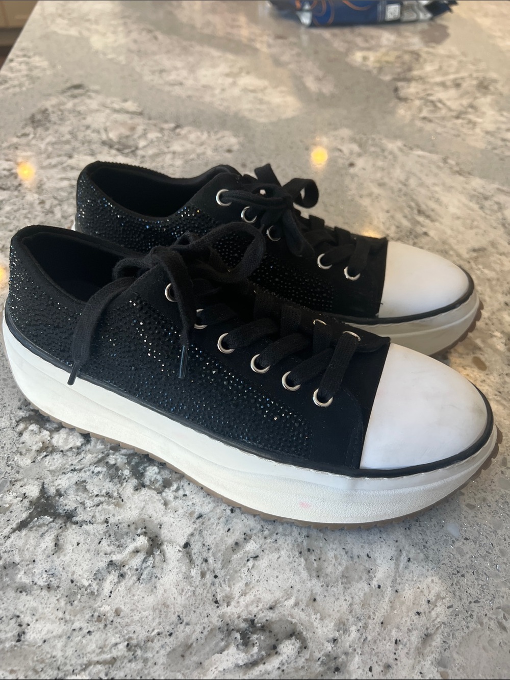 Wild Pair Highfive Bling Platform Sneakers Black Size 9 EUC